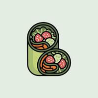 Green Vegetable Wrap with Tomatoes and Cucumbers green wrap vector