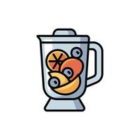 Blender with Orange Mango and Blueberry Smoothie Ingredients vector