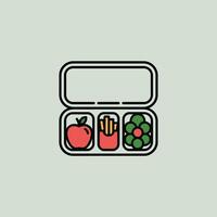 Lunchbox with Apple Fries and Broccoli Illustration vector