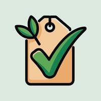 Green Checkmark Eco Friendly Tag Label image vector