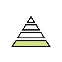 Green Base Black Line Pyramid Chart Graphic diagram vector