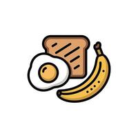 Fried Egg Toast Banana Breakfast Food Icon image vector