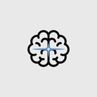 Blue Star Inside Black Outline Brain Icon symbol idea vector