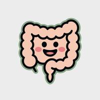 Happy Cartoon Intestine Illustration Pink Peach Green vector