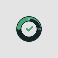 Green and Dark Green Circular Progress Bar Showing 10 Percent Complete vector