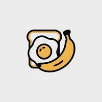 Fried Egg on Toast with Banana Icon Graphic breakfast vector