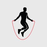 Man Jumping Rope Silhouette Red Rope Fitness Exercise vector