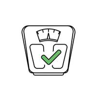 Green Checkmark on Black Outline Bathroom Scale Icon vector