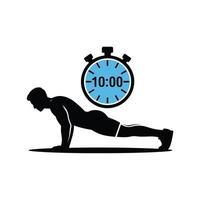 Man Performing Plank Exercise Ten Minute Timer workout vector
