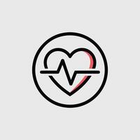 Heartbeat Icon Red Heart Line Art Graphic pulse vector