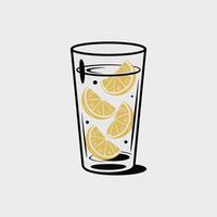 Glass of Water with Lemon Slices Yellow Citrus Drink vector