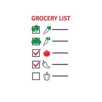 Grocery List Checklist Vegetables Icons Red Green image 1 vector