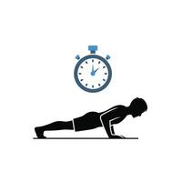 Man Doing Push Ups Fitness Exercise Stopwatch Icon vector