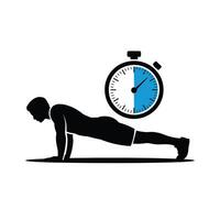 Man Performing Plank Exercise Stopwatch Timer Fitness Workout vector