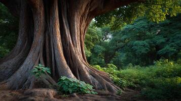 An old growth tree stands tall in a vibrant forest showcasing natures resilience and the beauty of our planet photo