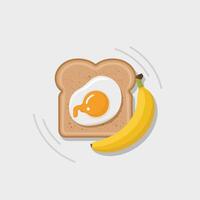 Fried Egg on Toast with Banana Breakfast Food Illustration vector