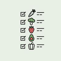 Grocery Checklist Green Vegetables Fruits Checklist vector