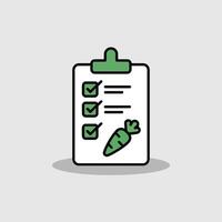 Green Checklist Clipboard with Carrot Icon to do list vector