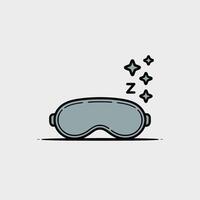 Grey Sleep Mask Stars Zzz Line Art Icon eye mask rest vector