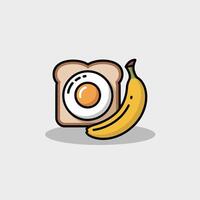 Fried Egg on Toast with Yellow Banana bread vector