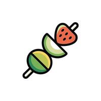 Fruit Skewer Illustration Red Strawberry Melon Lime Green Yellow vector