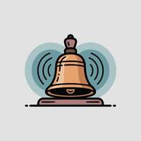 Golden Bell Ringing Teal Background Simple Illustration vector