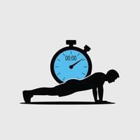 Man Performing Plank Exercise with Stopwatch Timer 1 vector