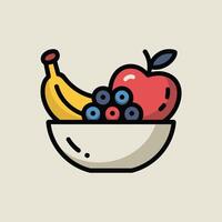 Yellow Banana Red Apple Blueberries Fruit Bowl image vector