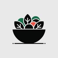 Green Red Salad Bowl Simple Flat Icon Design leaves vector