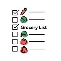 Grocery List Checklist with Vegetables Icons Carrot Broccoli Spinach Tomato Pepper vector