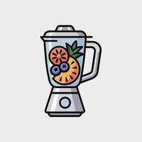 Blender with Pineapple Orange and Blueberry Slices vector