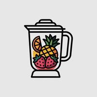 Blender with Pineapple Strawberries Orange Slice Fruit Smoothie vector