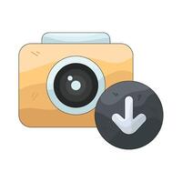 Camera icon with download symbol vector
