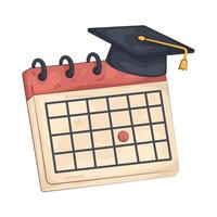 Graduation Date on Calendar with Mortarboard vector