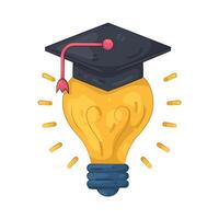 Light Bulb with Graduation Cap illustration vector