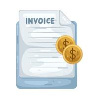 Invoice Document with Golden Dollar Coins vector
