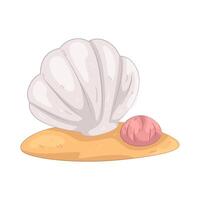 Seashell on sand vector