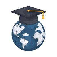 Graduation Cap on World Globe vector