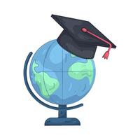 Graduation Cap on Globe vector