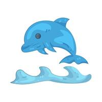Dolphin Jumping Over Waves vector