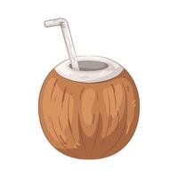 Coconut Drink with Straw vector