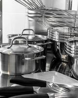 Gleaming steel pots and whisks whisper culinary symphony, evoking Lunar New Year feast preparations and International Chef Day mastery photo