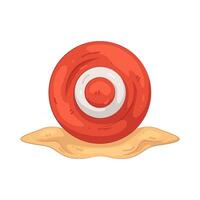Red bowling ball on a sand surface vector