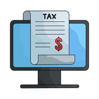 Computer screen with tax receipt vector