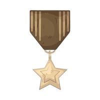 Bronze medal with a star pendant vector