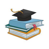 Graduation Cap on Stack of Books vector