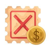 Red X on Stamp with Golden Coin vector