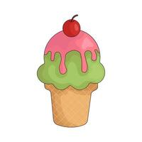 Ice Cream Cone with Cherry vector