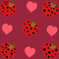 The beauty of strawberries mixed with love patterns with a girlish style vector