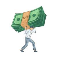 Man Carrying Heavy Tax Burden vector